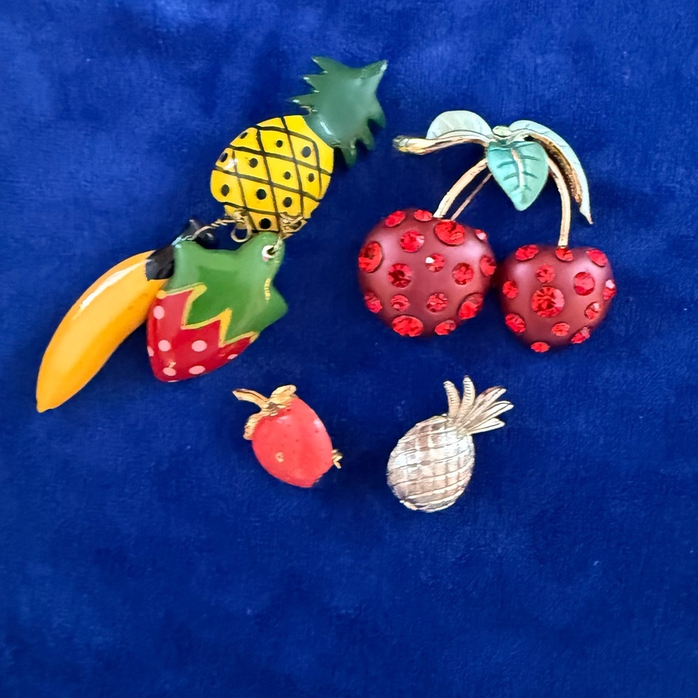 Colorful Fruit Brooches collection - Red, Yellow, Green